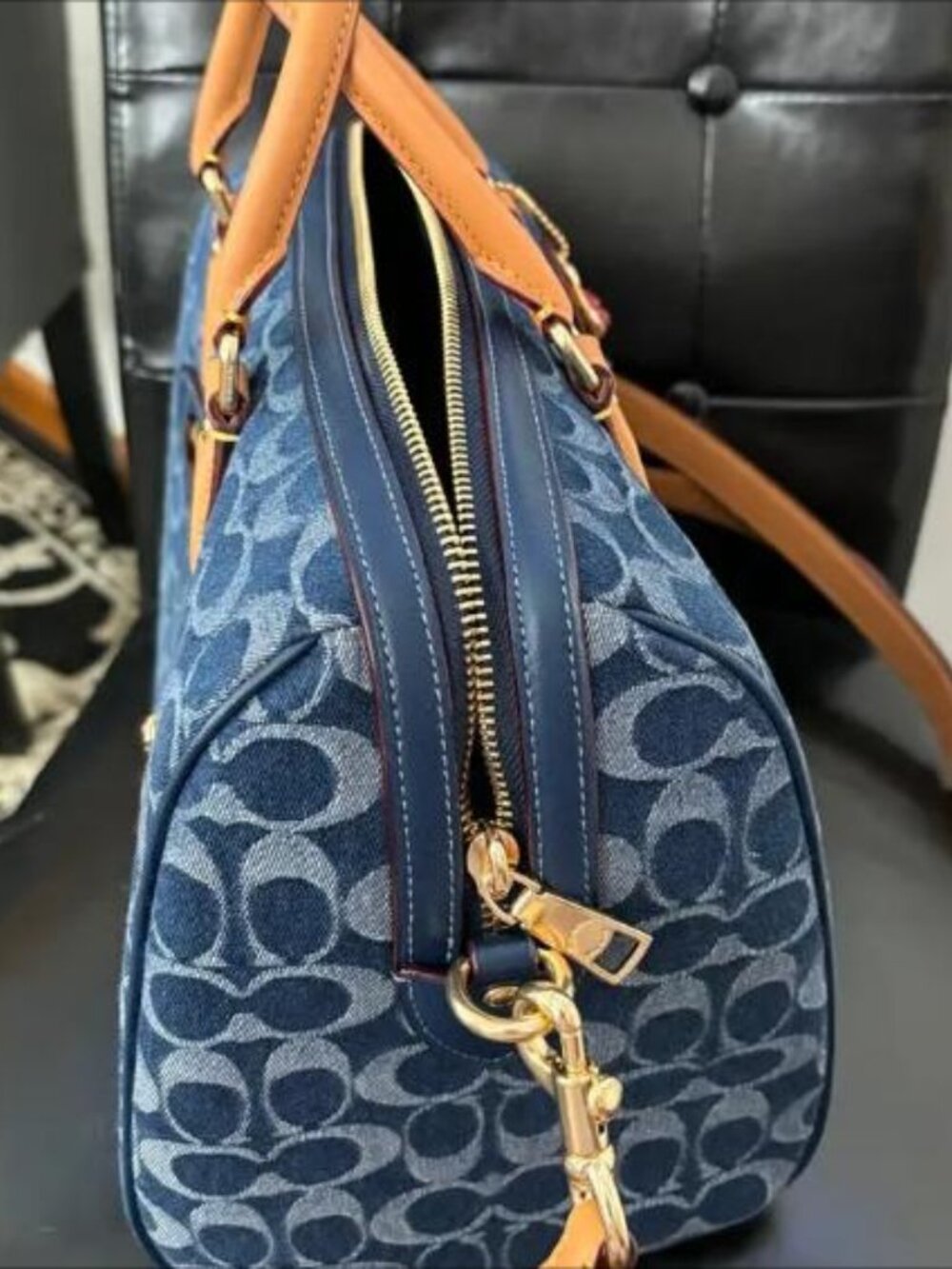 Coach Rowan Satchel Bag In Signature Denim Canvas NWT CY699 - Picture 3 of 6